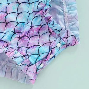 Patterned Ruffle Swimsuit with Matching Headband