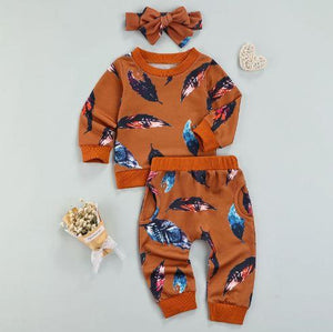 Feather Sweater with Matching Pants & Bow (3 Colors)