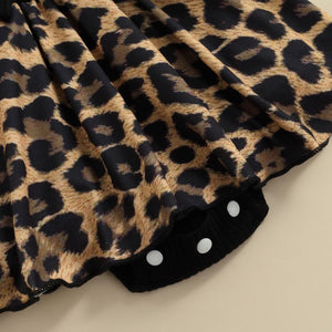 Ruffle Floral Leopard Dress with Headband