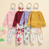 Solid Top with Floral Pants & Matching Bow