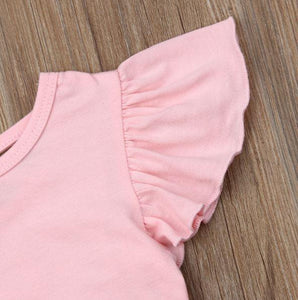 Pink Onesie with Floral Shorts