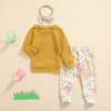 Solid Top with Floral Pants & Matching Bow