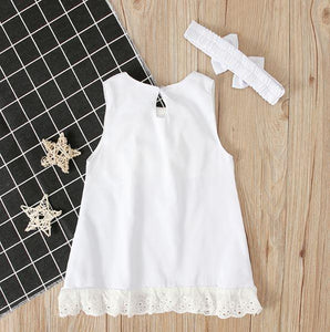 White Lace Dress with Bow
