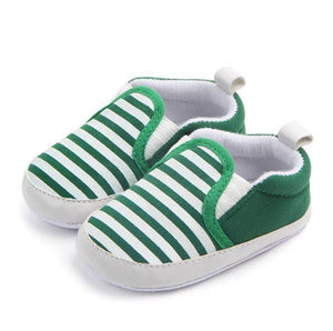 White and Green Striped Shoes