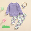 Solid Top with Floral Pants & Matching Bow