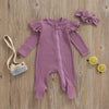 Solid Ribbed Footie Onesie with Bow