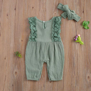 Ruffled Lace Romper with Bow