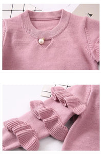 Knitted Pearl Ruffle Sweater - Bitsy Bug Boutique