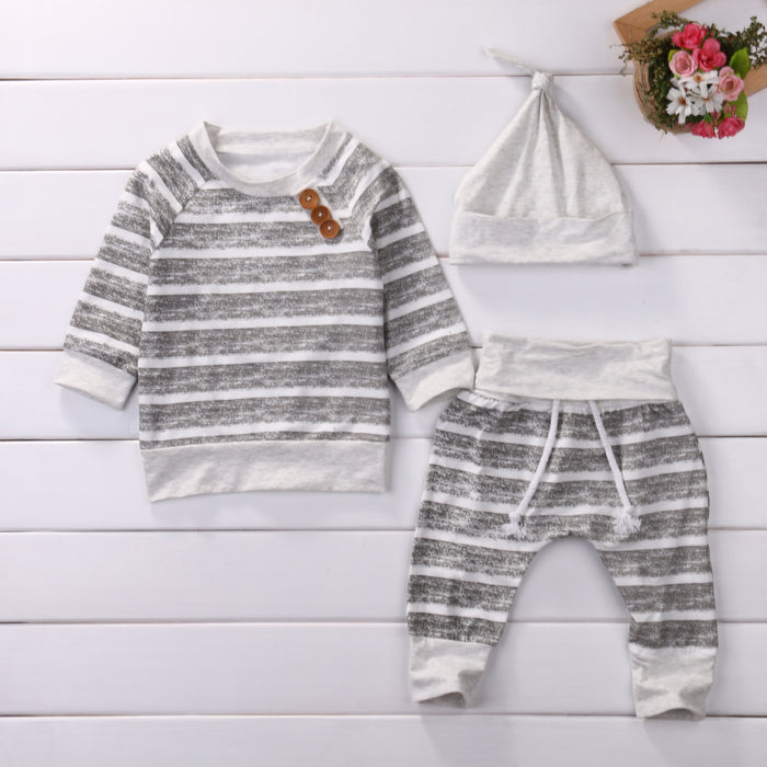 Striped 3 Button 3 Piece Outfit