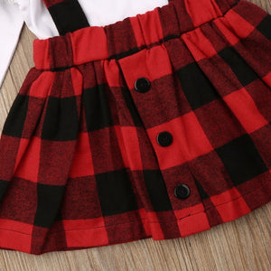 Plaid Dress with Ruffle Top & Bow