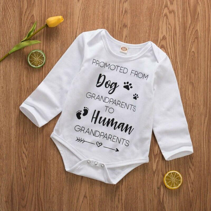 Promoted From Dog to Human Grandparents Onesie