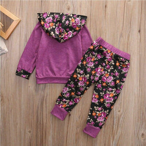 Purple Floral Hoodie & Pants Outfit