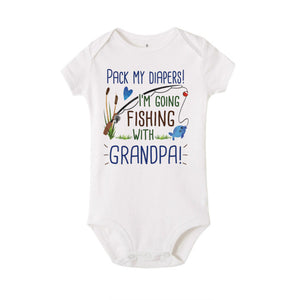 Pack My Diapers I'm Going Fishing with Grandpa Onesie
