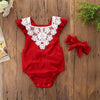 Christmas Lace Romper With Bow