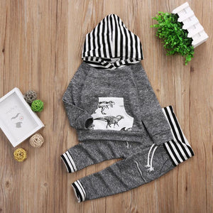 Striped Dinosaur Hoodie & Pants Outfit