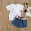 Ice Cream PomPom Top with Bow Denim Shorts