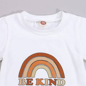 Be Kind Rainbow T-shirt with Plaid Bloomers