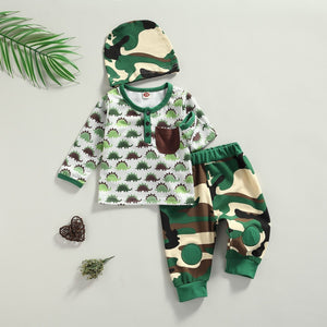 Camouflage Dinosaur Outfit with Hat