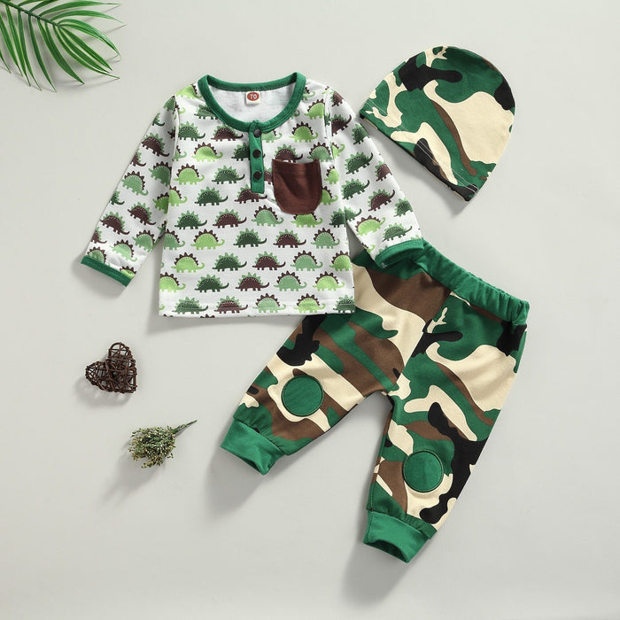 Camouflage Dinosaur Outfit with Hat