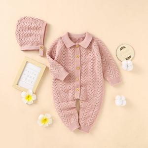 Knitted Romper with Bonnet