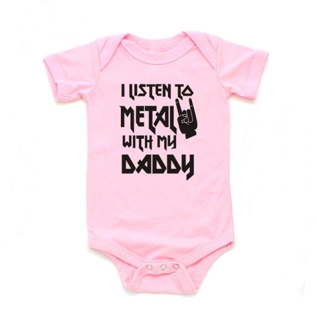 I Listen to Metal with My Daddy or Mommy Onesie (Multiple Colors)