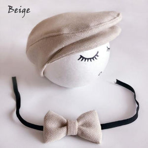 Peaked Cap Hat + Bow Tie Set