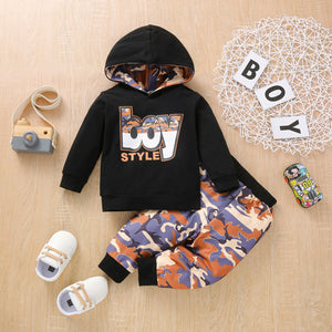 Boy Style Hoodie with Camouflage Pants