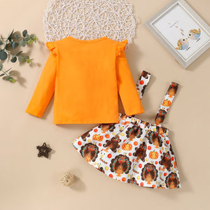 Fall Thanksgiving Suspender Skirt Outfit