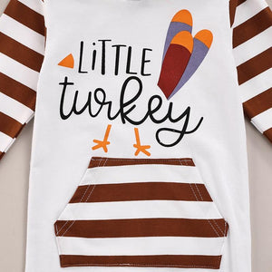 Striped Little Turkey Hoodie Romper