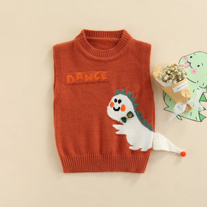 Dance Dinosaur Sleeveless Knit Sweater