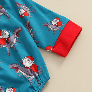 Christmas Santa T-Rex Suspenders Outfit