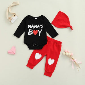 Mama's Boy Onesie with Heart Pants & Hat