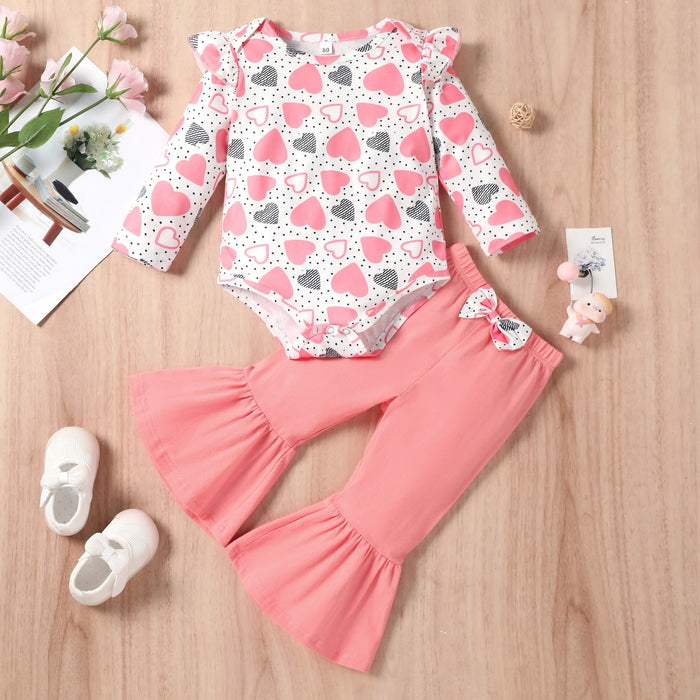 Heart Onesie with Bell Bottom Pants