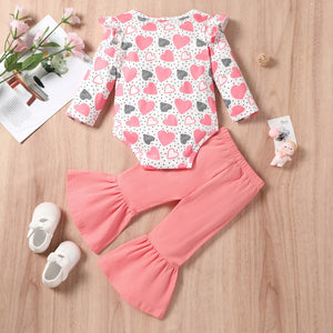 Heart Onesie with Bell Bottom Pants