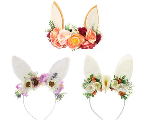 Floral Easter Bunny Ear Headband