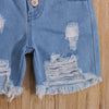 Twist Top with Ripped Denim Shorts Outfit