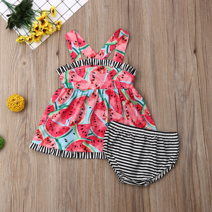 Sweet Watermelon Striped Outfit