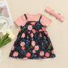 Floral Dress with Pink Onesie & Headband