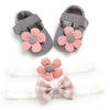 Flower Shoes & Bow Headband Set (6 Colors)