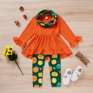 Fall Pumpkin Girl Ruffle Outfit