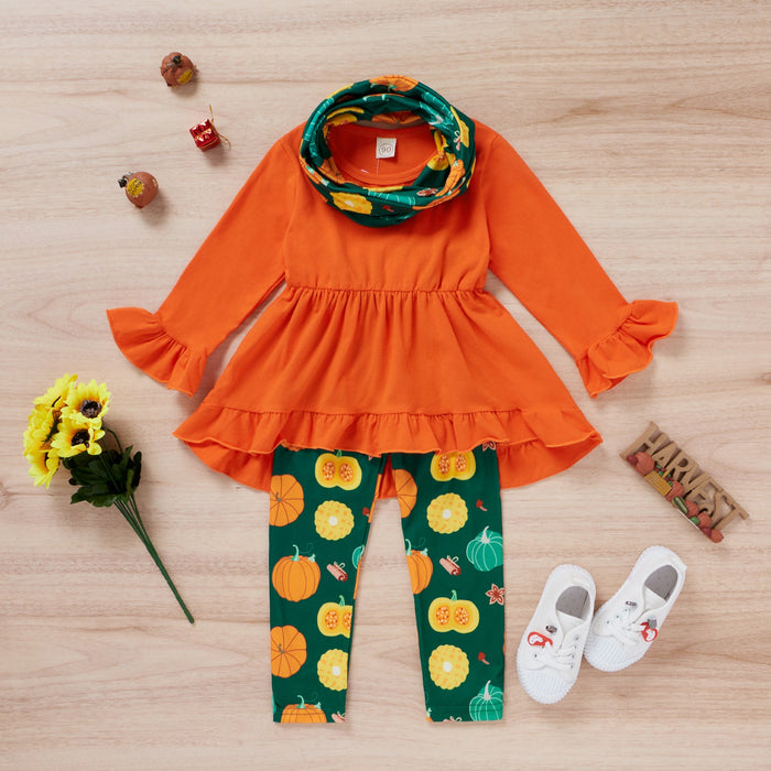 Fall Pumpkin Girl Ruffle Outfit