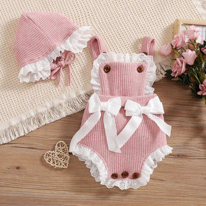 Frilled Knitted Romper & Bonnet