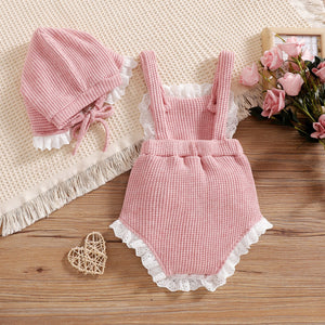 Frilled Knitted Romper & Bonnet