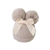 Pom Pom Bow Beanie Hat (Multiple Colors)