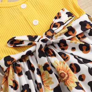 Yellow Sunflower Leopard Dress