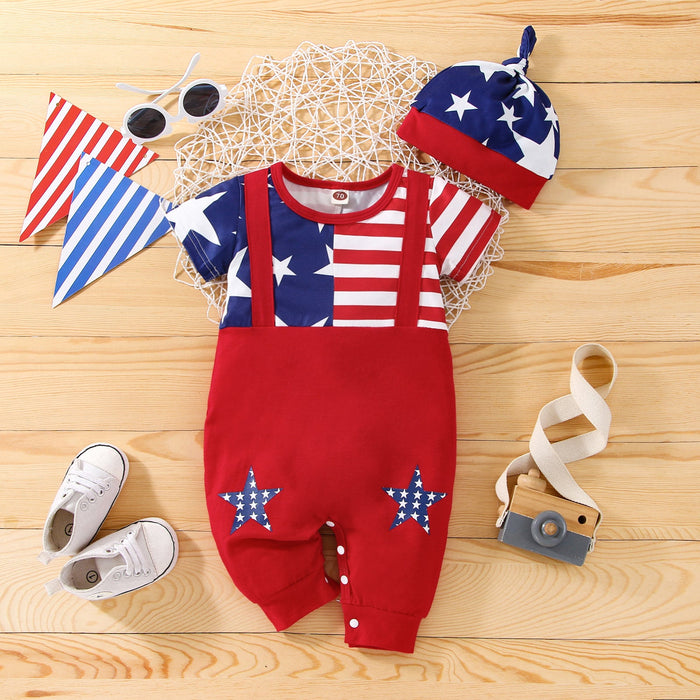 4th of July Romper with Matching Hat