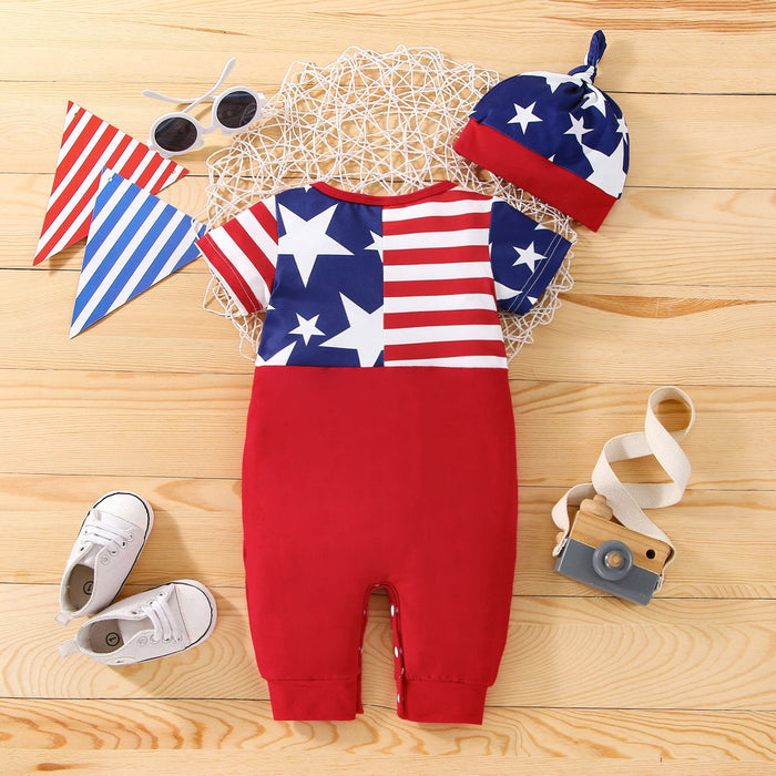 4th of July Romper with Matching Hat
