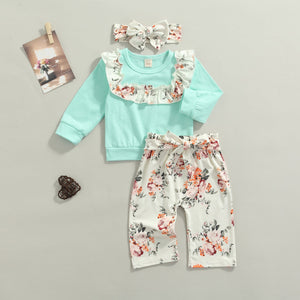 Ruffled Floral Pants Outfit & Bow