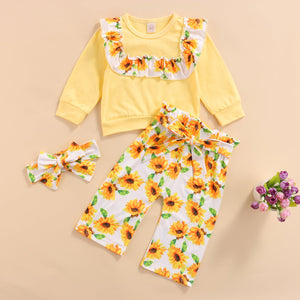 Ruffled Floral Pants Outfit & Bow