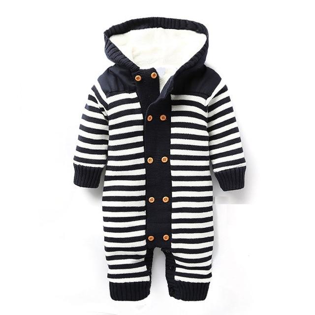 Striped Winter Knitted Romper (Multiple Colors) - Bitsy Bug Boutique